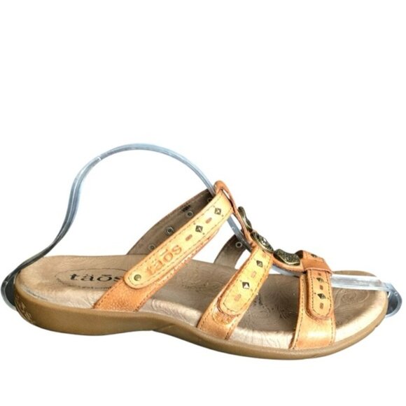 Taos Prize Leather Sandals Women’s Size 6 Tan 3 Strap Comfort - Picture 5 of 13